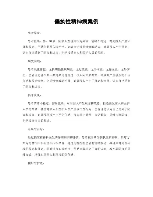 偏执性精神病案例