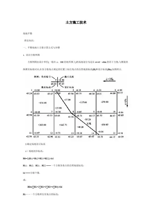 方格网法土方量计算及测量