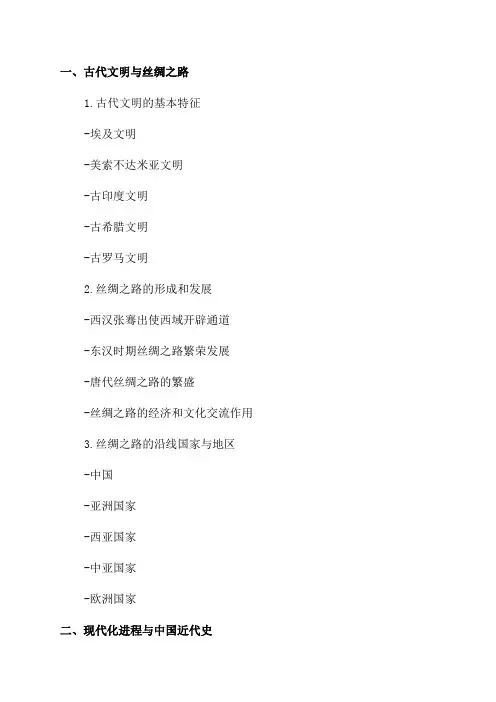 九年级下历史复习提纲
