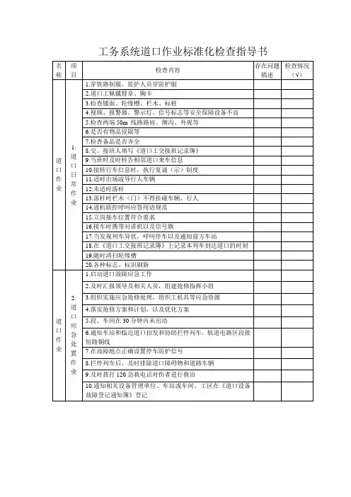 工务系统道口作业标准化检查指导书