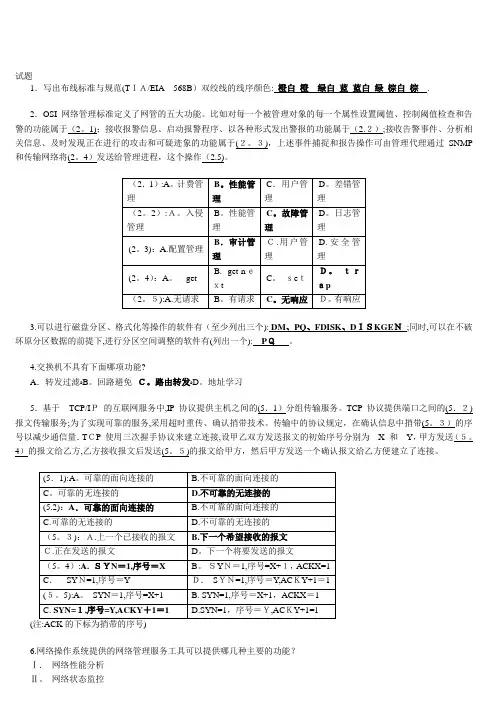 系统管理员面试考试试题(答案)