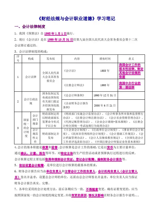 《财经法规与会计职业道德》-学习笔记