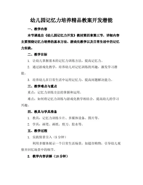 幼儿园记忆力培养精品教案开发潜能