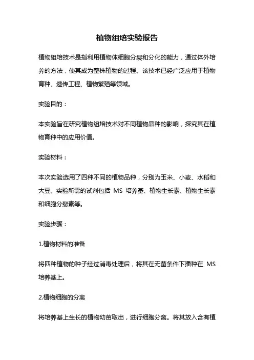 植物组培实验报告