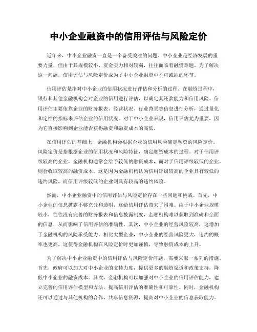 中小企业融资中的信用评估与风险定价