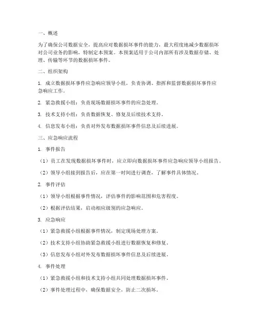 数据损坏应急预案