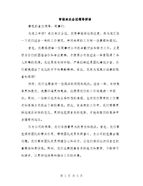 审核末次会议领导讲话（三篇）