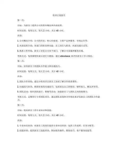 培训计划按月