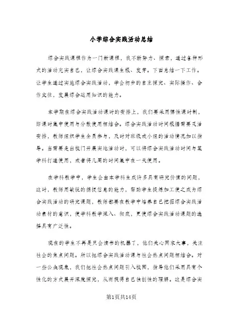 2024年小学综合实践活动总结（5篇）