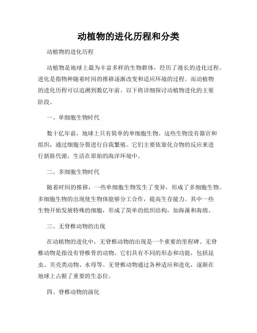 动植物的进化历程和分类
