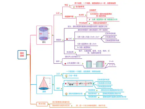 六年级数学下册第三单元《圆柱和圆锥》知识总结、思维导图