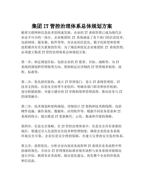 2023-集团IT管控治理体系总体规划方案-1
