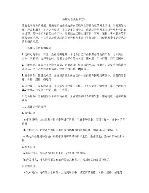 店铺运营流程和方案