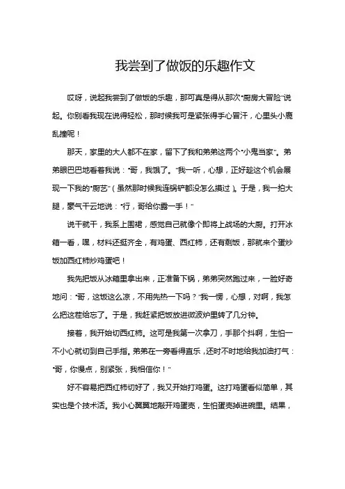 我尝到了做饭的乐趣作文