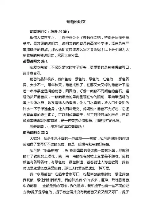 葡萄说明文（精选29篇）