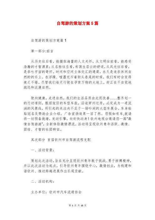 自驾游的策划方案5篇