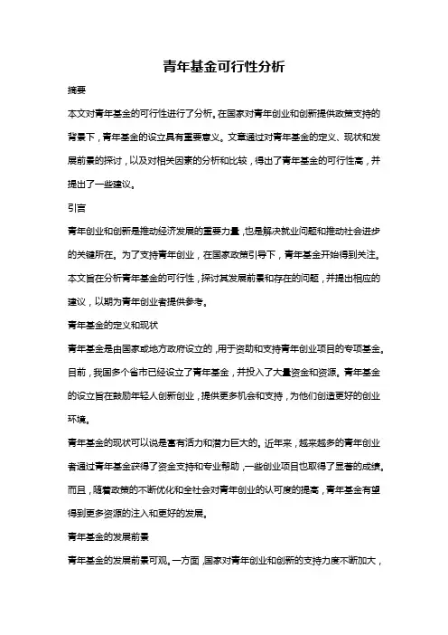 青年基金可行性分析