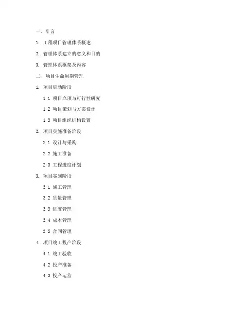 工程项目管理体系目录