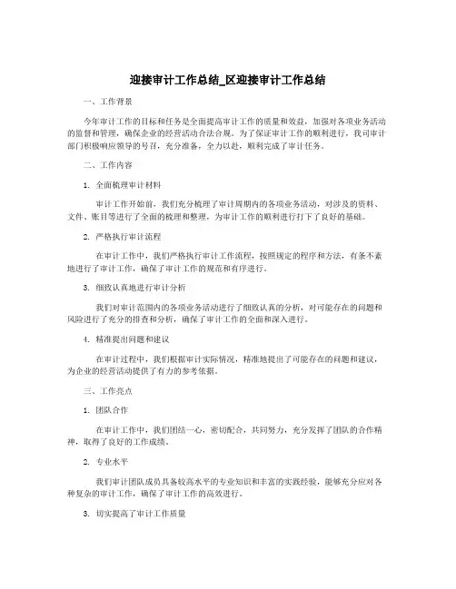 迎接审计工作总结_区迎接审计工作总结
