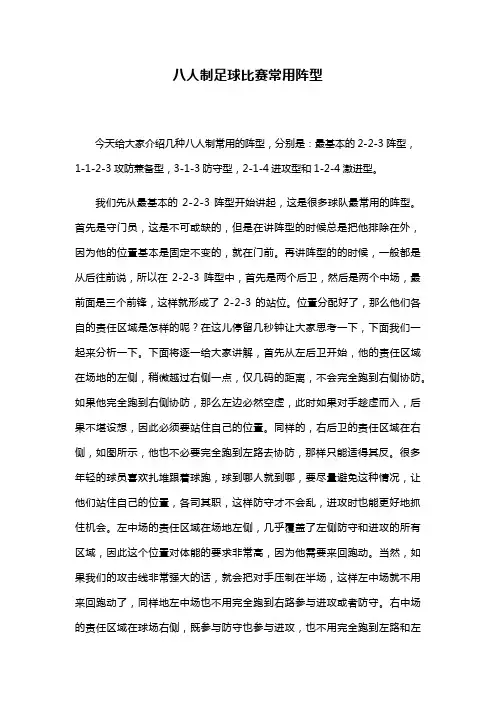 八人制足球比赛常用阵型