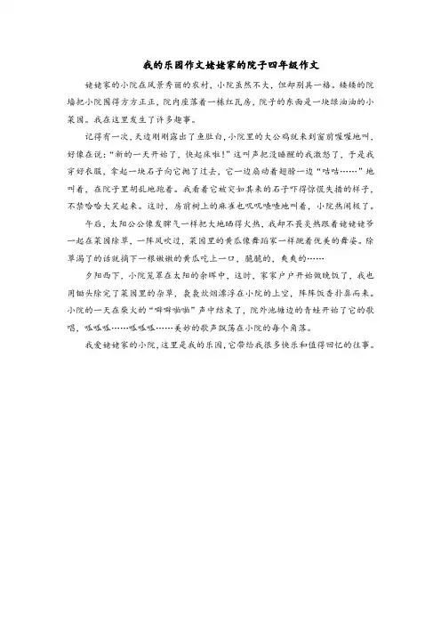 我的乐园作文姥姥家的院子四年级作文