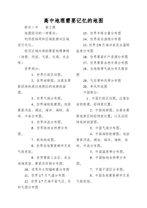 高中地理需要记忆的地图