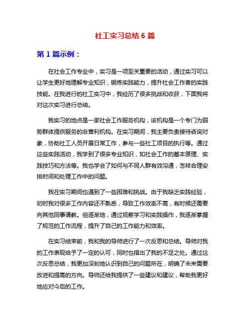 社工实习总结6篇