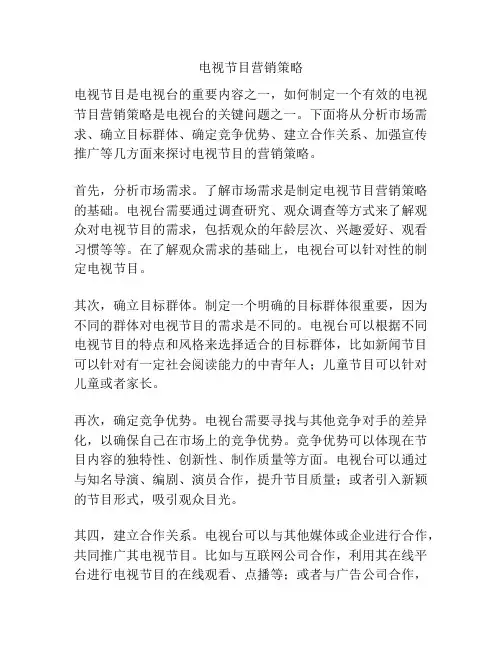 电视节目营销策略