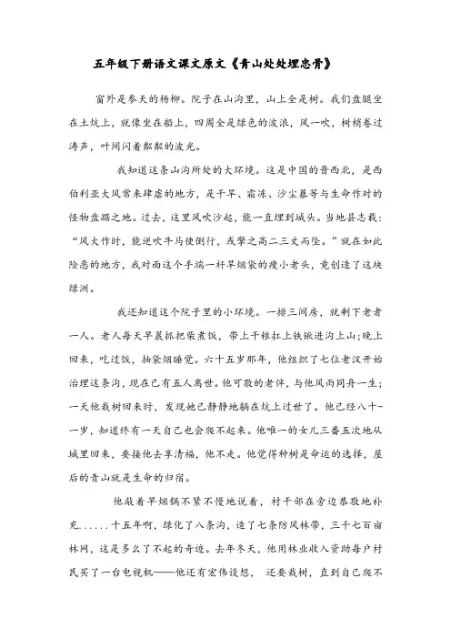 五年级下册语文课文原文《青山处处埋忠骨》