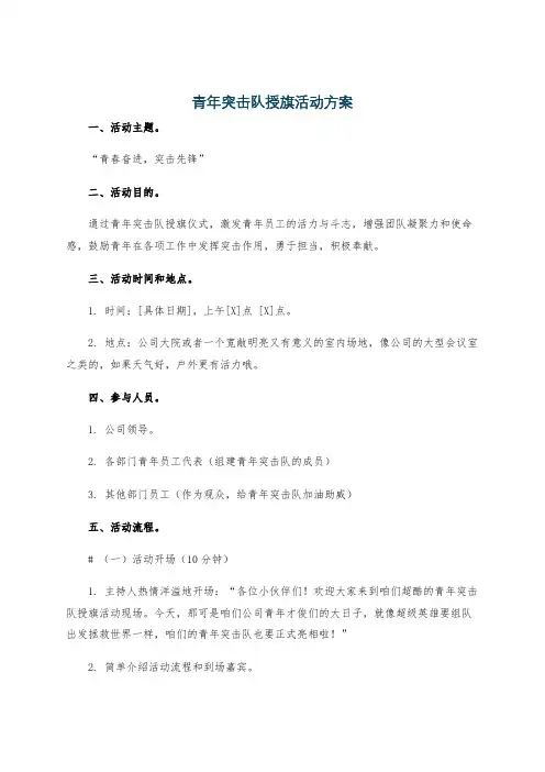 青年突击队授旗活动方案