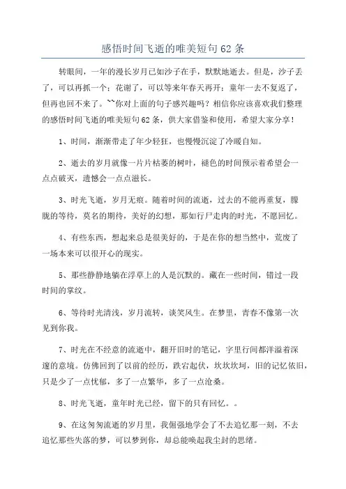 感悟时间飞逝的唯美短句62条