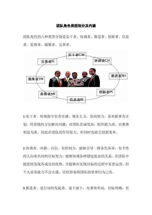 团队角色类型划分及内涵