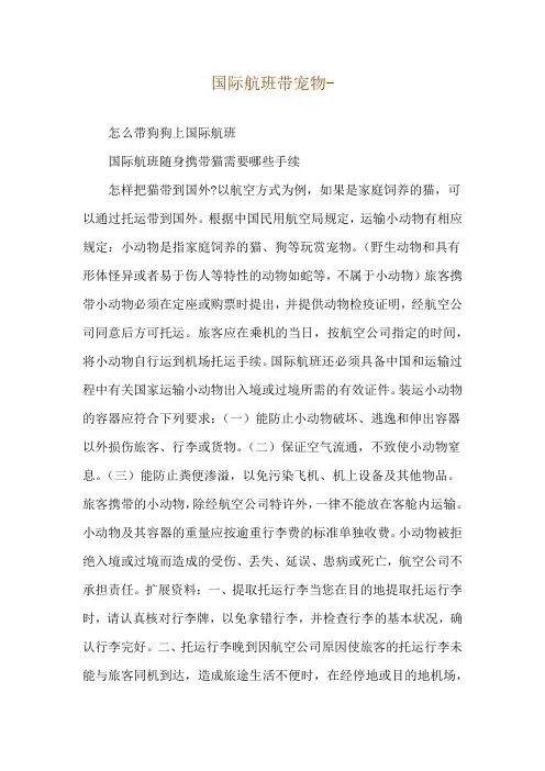 国际航班带宠物--怎么带狗狗 上国际航班