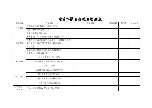 运输车队安全检查明细表