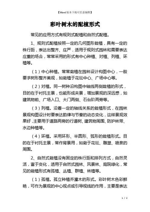 彩叶树木的配植形式