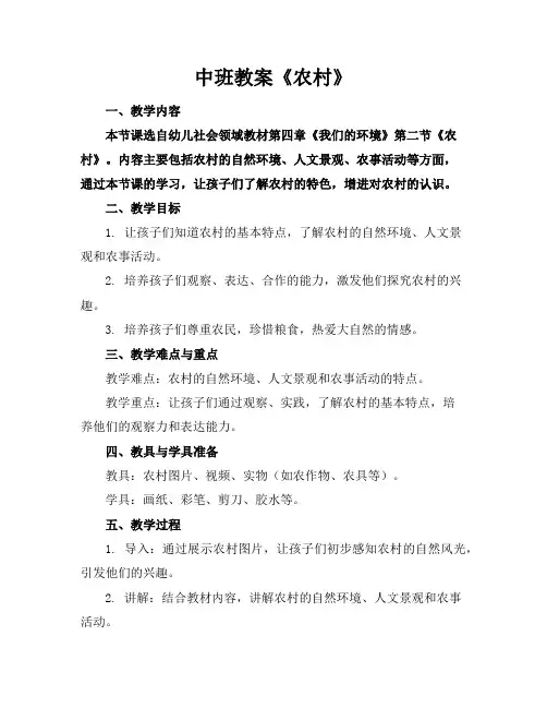 中班教案《农村》