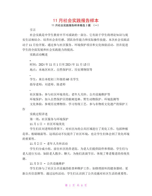 11月社会实践报告样本3篇