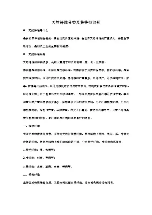 天然纤维分类及其特性识别