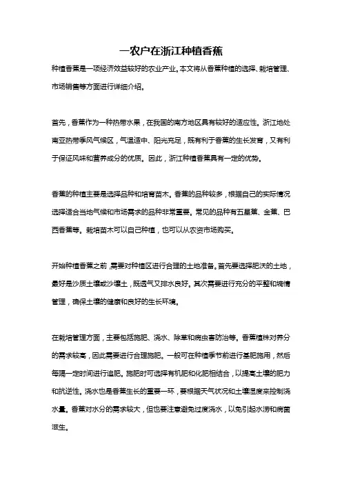 一农户在浙江种植香蕉