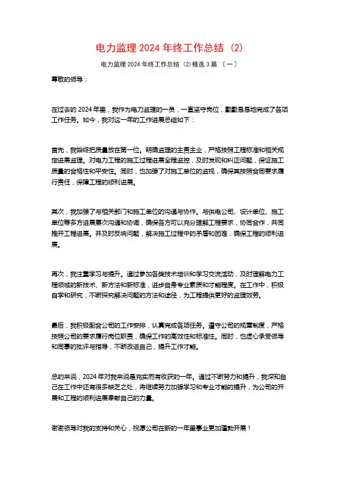 电力监理04年终工作总结 ()3篇