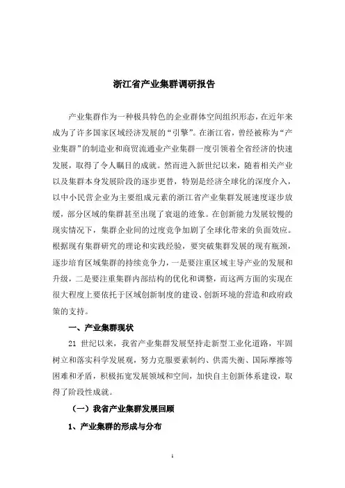 浙江省产业集群调研报告