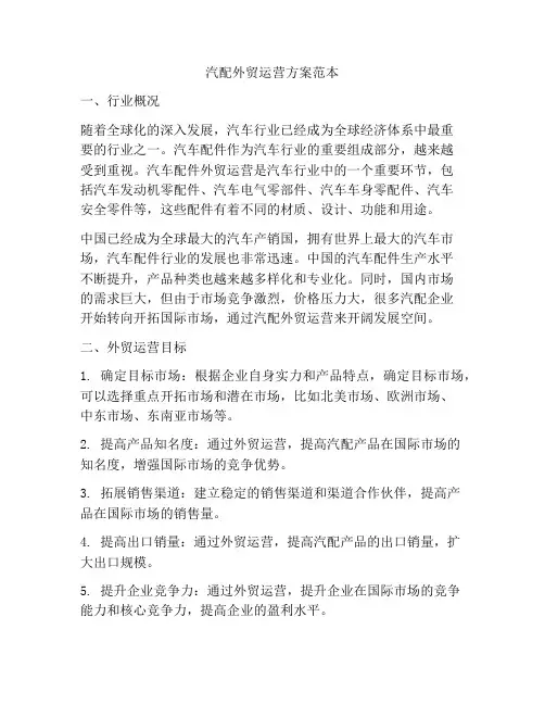 汽配外贸运营方案范本