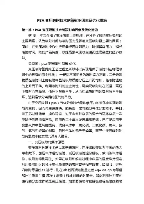 PSA变压吸附技术制氢影响因素及优化措施
