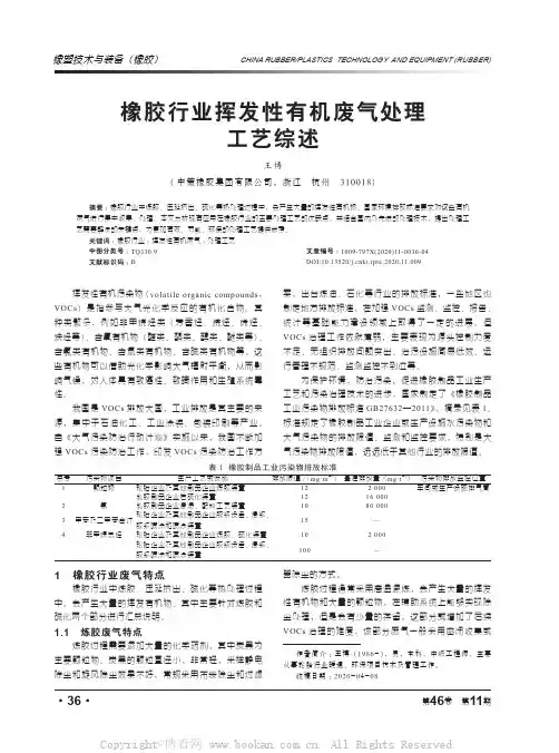 橡胶行业挥发性有机废气处理工艺综述