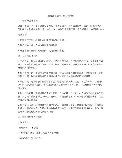 蜡烛沙龙活动主题方案策划
