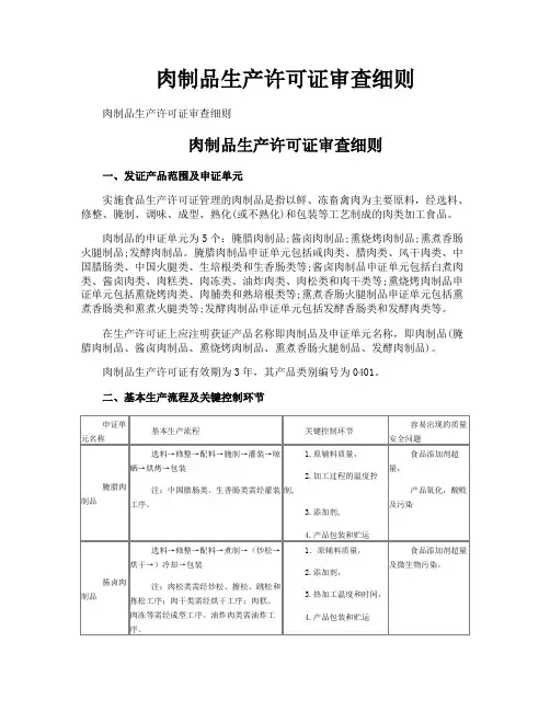 肉制品生产许可证审查细则
