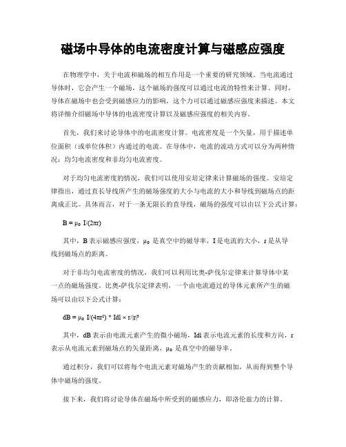 磁场中导体的电流密度计算与磁感应强度