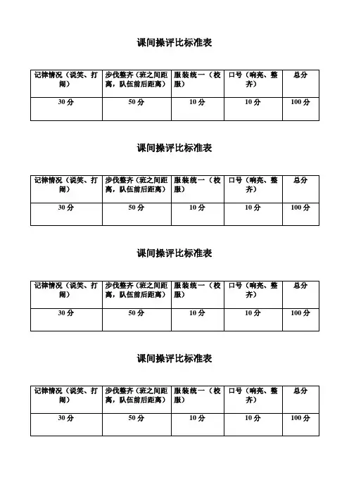 课间操评比标准表
