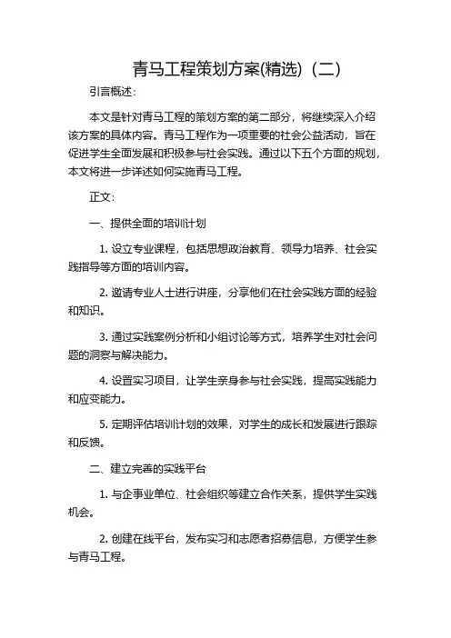 青马工程策划方案(精选)(二)