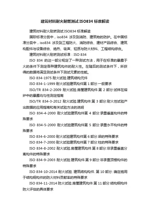 建筑材料耐火耐燃测试ISO834标准解读